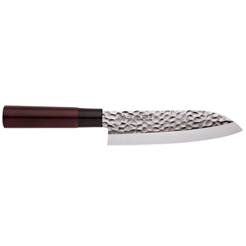 Couteau de cuisine japonais martelé pour tout type d'aliments, SANTOKU, 16.5cm