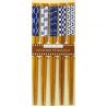 Set di 5 paia di bacchette giapponesi nere con motivi blu, Shokkashi-Shiohaze, 22,5 cm