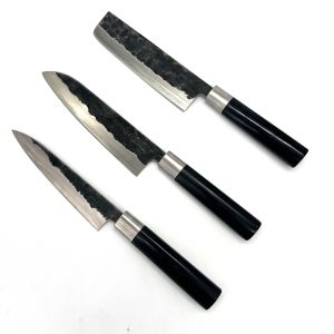 Coffret 3 couteaux - Utility 162mm - Nakiri 168mm - Santoku 182mm - Manche Micarta