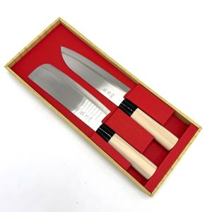 Duo of Japanese knives Nakiri and Santoku - SEKIRYU