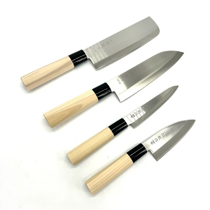 Scatola da 4 coltelli giapponesi Santoku Nakiri Sashimi Deba - - SEKIRYU