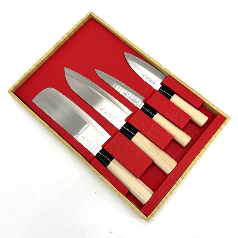 Coffret 4 couteaux à steak Wusaki Japon bout rond