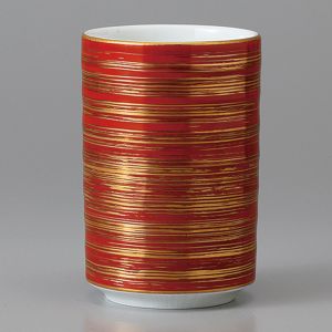 japanese red and golden tall teacup in ceramic 10.2cm MAKI