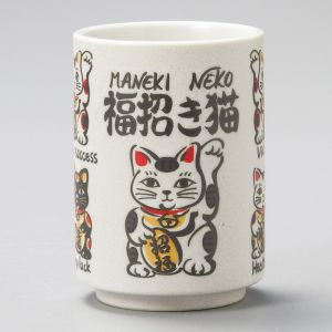 tasse traditionnelle japonaise à thé avec dessins chat porte-bonheur , KOUN NA NEKO