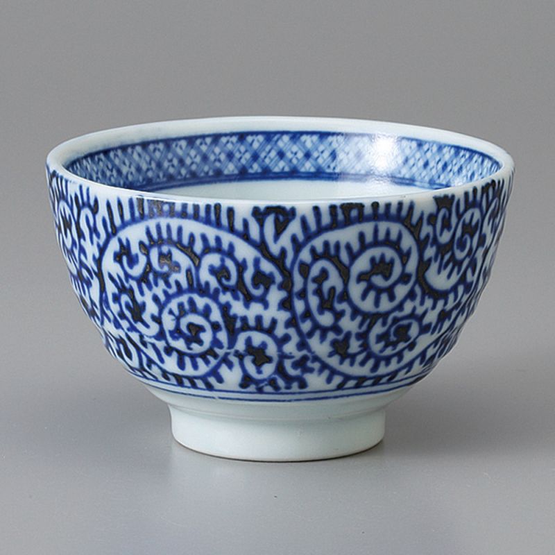 tea cup with blue patterns blue TAKO-KARAKUSA SENCHA