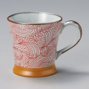 Taza japonesa de cerámica con asa, Aranami Red