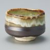 Japanische Teeschale für Zeremonie - chawan, KASUGA, grau und golden