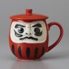 Tasse à thé traditionnelle japonaise avec couvercle, daruma rouge, AKAI DARUMA