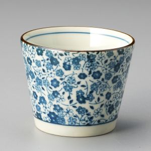 Tazza soba-choko giapponese di ceramica, KOHANA, fiori blu