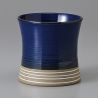 Japanese flared ceramic tea cup, blue - SHIROI SEN