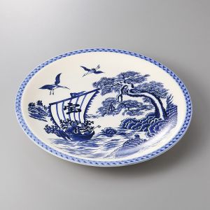 japanese round dish, TAKARA FUNE, white