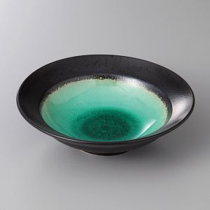 small japanese rice bowl in ceramic, LAGOON green