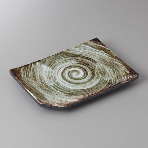 japanese rectangular sushi plate, UZUMAKI, gray