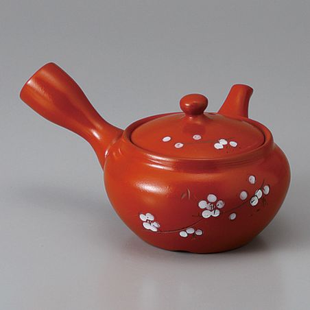 Japanese kyusu ceramic teapot with integrated filter and enamelled interior, brown - SHIROI SAKURA