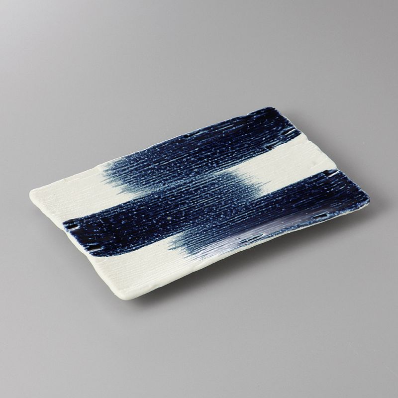 assiette japonaise traditionnelle bleu pinceau RURI TOKUSA