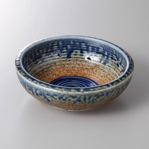 ciotola di zuppa giapponese in ceramica Ø17x6,2cm, SUNAJI, blu e marrone