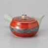 Japanese ceramic teapot, SHUMAKI KINSAI 0,3L, red and gray