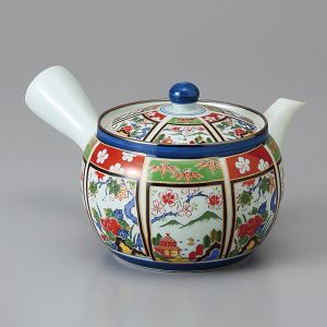 Théière japonaise en porcelaine blanche motif traditionnels, SANSUI, 400 cc