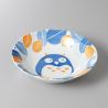 Japanese ceramic rice bowl, white and blue - FUKURO