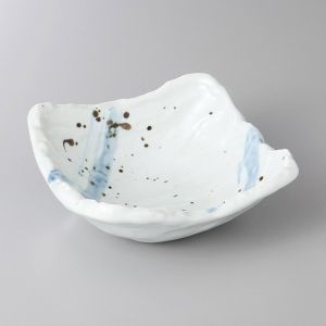 Small Japanese ceramic dish, white, paint splatter, TASUKU