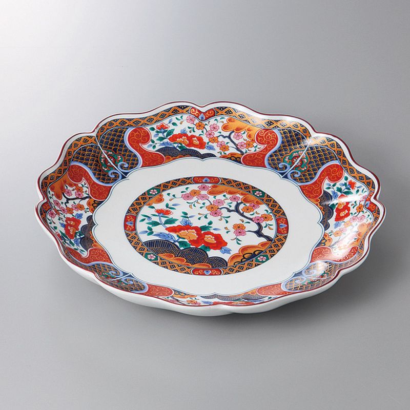 Large dish with colorful ceramic flowers, HANA
