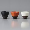 Set de 3 tasses à thé en céramique, rouge brique, noir, blanc - TORIKORORU
