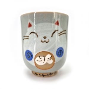 Tasse à thé japonaise chats gris,rose - PINKU NO NEKO