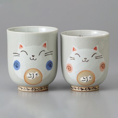 Taza de té japonés gatos gris,rosa - PINKU NO NEKO