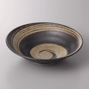 Japanese ceramic ramen bowl, NARUTO, brown swirl