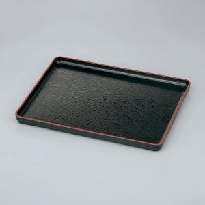 Plateau rectangulaire avec revêtement adhérent, DAIZU MOKUME BON, noir