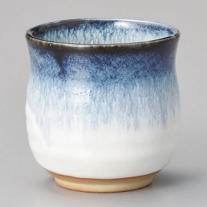 Tazza da tè in ceramica giapponese, bordo bianco e blu - KYOKAI