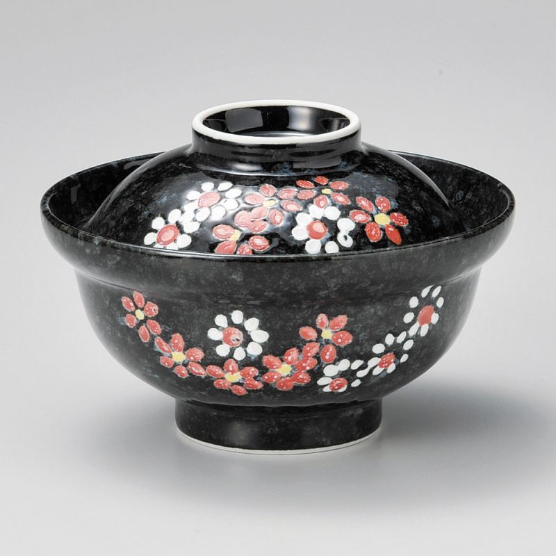 Tazón de cerámica japonés con tapa, Hana
