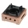 Small brown square cast iron and wood teapot heater L12cm