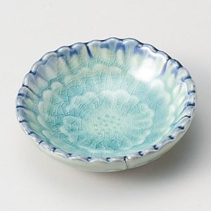 Petit récipient japonais en céramique, fleur turquoise, SOSU