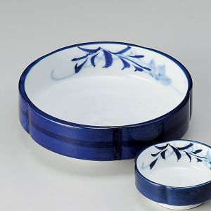 Japanese sauce bowl for tempura, white and blue, FURORARU