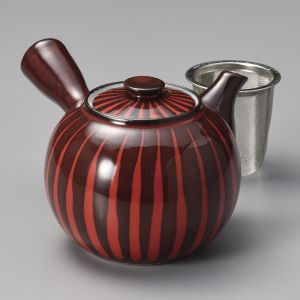 Japanese ceramic kyusu teapot, TSUME, red