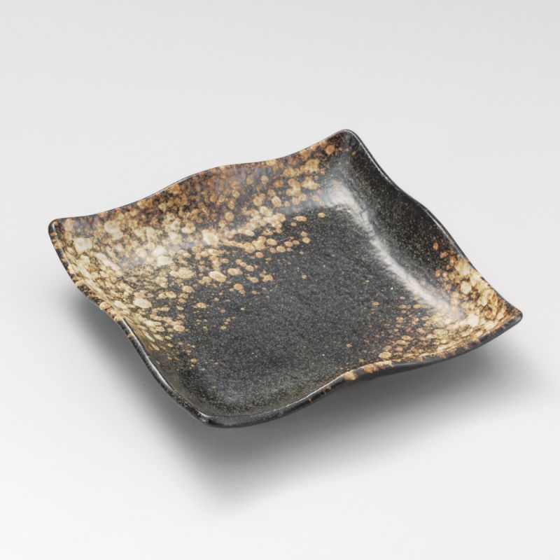 Plato japonés de cerámica marrón moteada - HANTEN