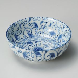 Tazón japonés para fideos ramen, AISAI KIKUGATA, azul