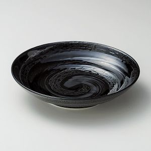 Japanese ceramic plate UZUMAKI - Black patterns