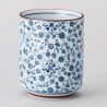 tazza bianca da tè giapponese di ceramica, HANAMOMEN fiori blu