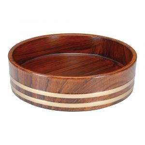 Bandeja grande de resina, diseño de madera marrón y líneas doradas - MOKU