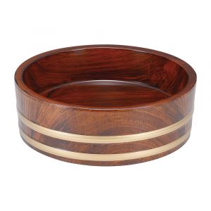 Bandeja grande de resina, diseño de madera marrón y líneas doradas - MOKU