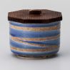 Ciotola in ceramica giapponese con coperchio in legno