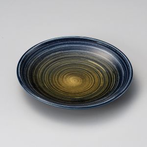 Small Japanese blue and green spiral ceramic plate - RASEN