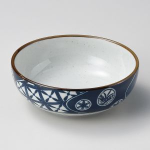 Japanese ceramic ramen bowl, blue and white, various floral patterns - IROIRONA HANA