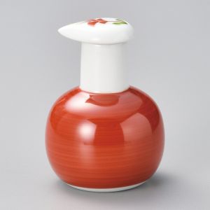 Pot traditionnel japonais pour sauce soja, SUKITTO JIRUJI, rouge