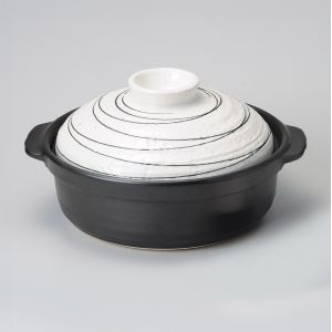 Pentola donabe in ceramica, nera con coperchio bianco - KUROI SEN