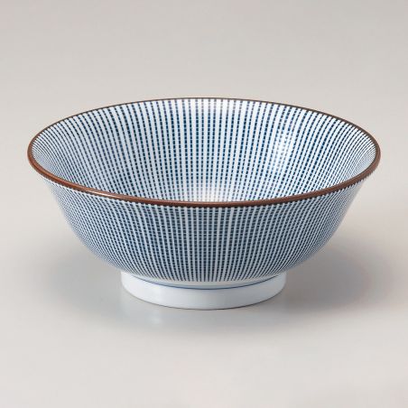 Cuenco de ramen de cerámica japonés, blanco, bayas naranjas - BEI