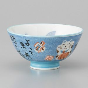 Japanese blue cat ceramic bowl - AO NEKO