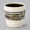 japanese white ceramic teacup HAKE green brush